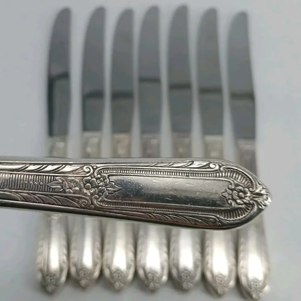 8X BK 1937 Rogers Silverplate Cotillion Collection Butter Knives Flatware